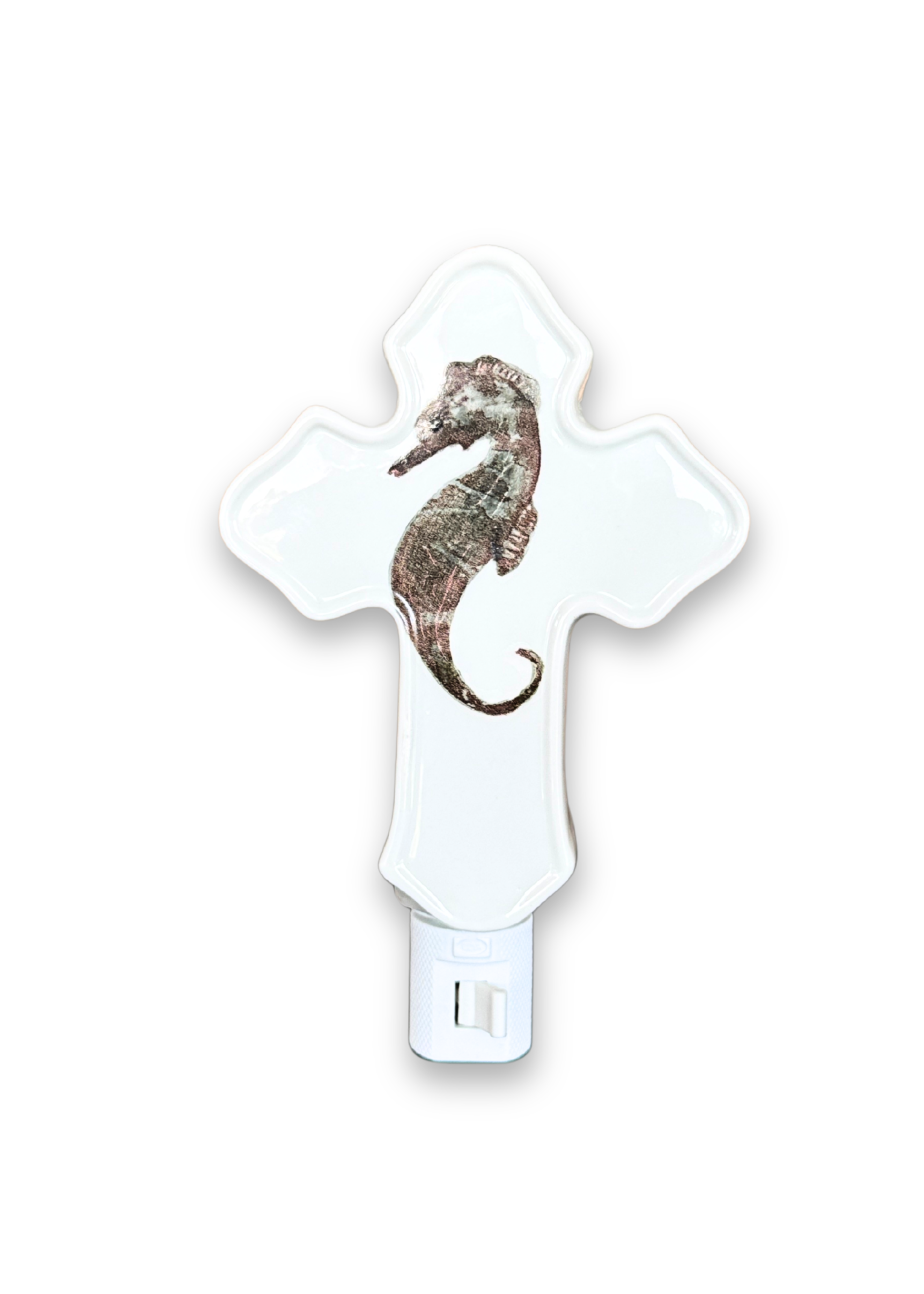 Seahorse Porcelain Cross Night Light