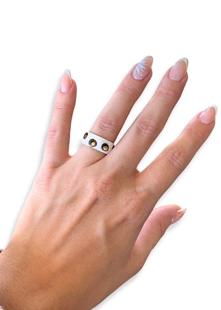 Jaguar Print Polka Dot Porcelain Ring - Size 8