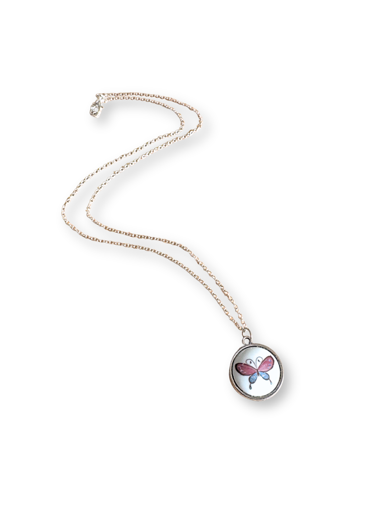 Butterfly Porcelain Pendant Necklace