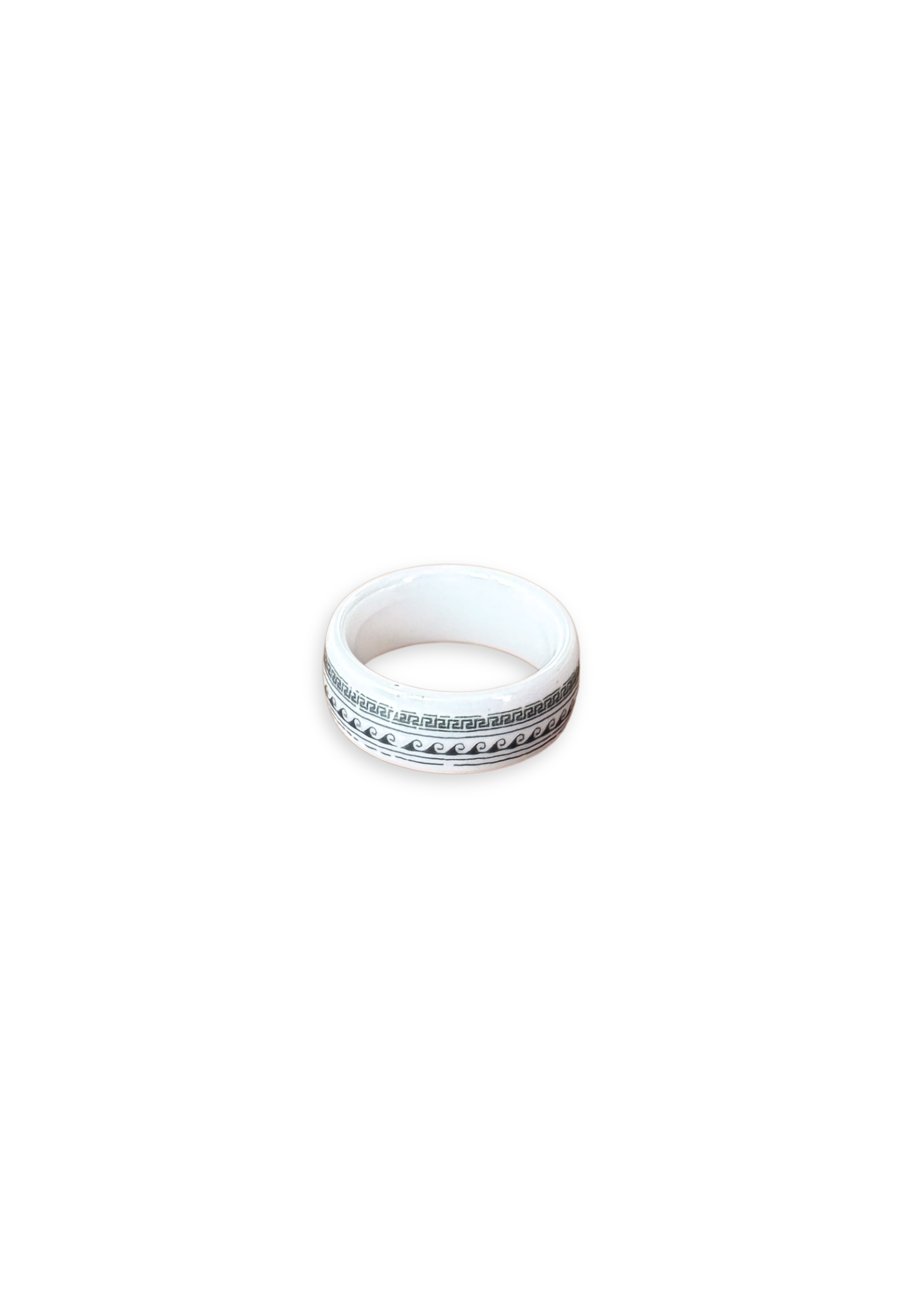 Coastal Tribal Porcelain Ring – Size 7