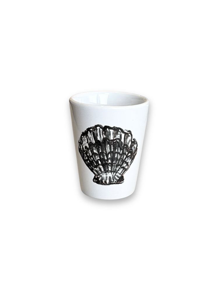 Coastal Black Shell Porcelain Ceramic Shot Glass