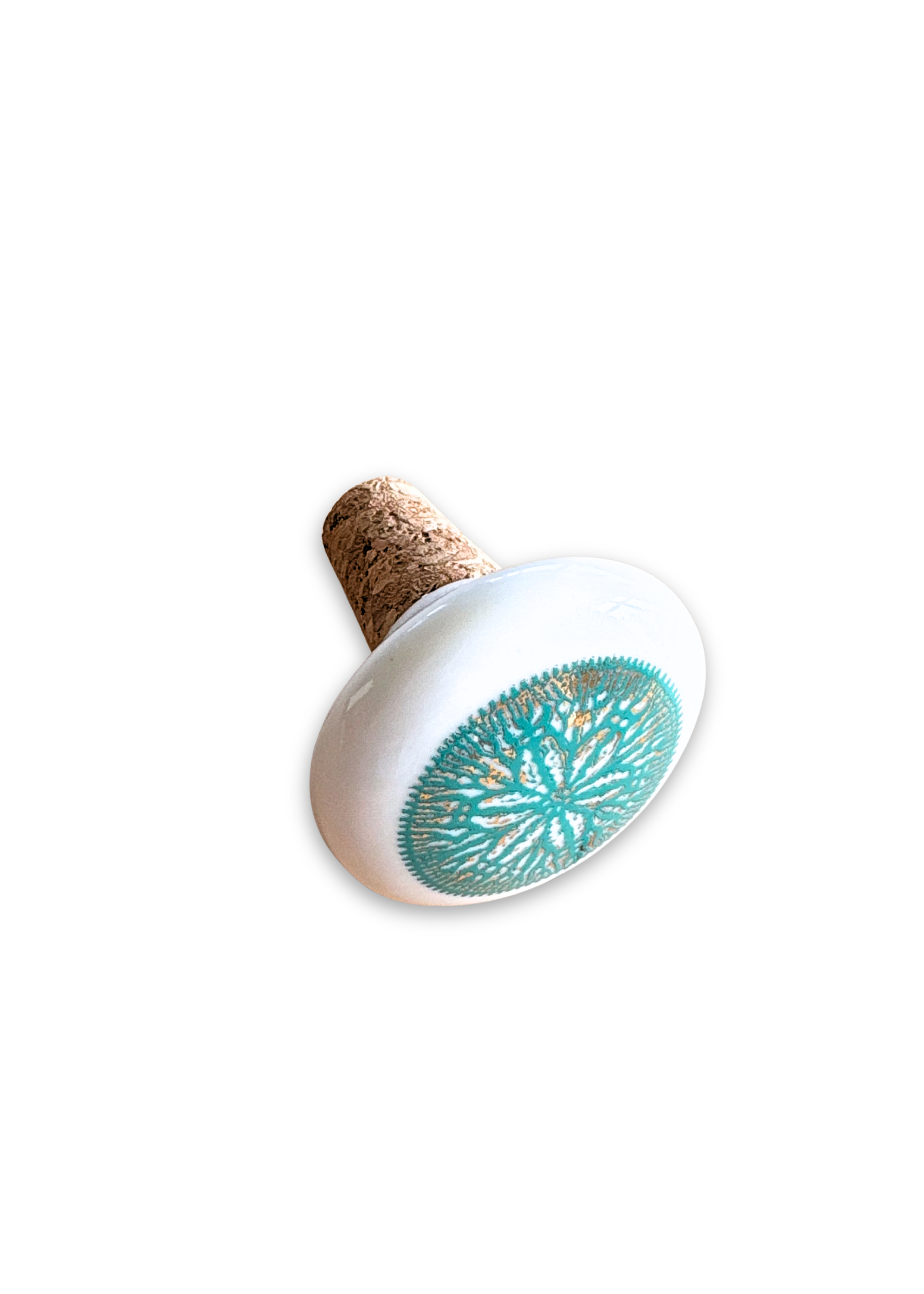 Sand Dollar Turquoise Porcelain Wine Cork Stopper