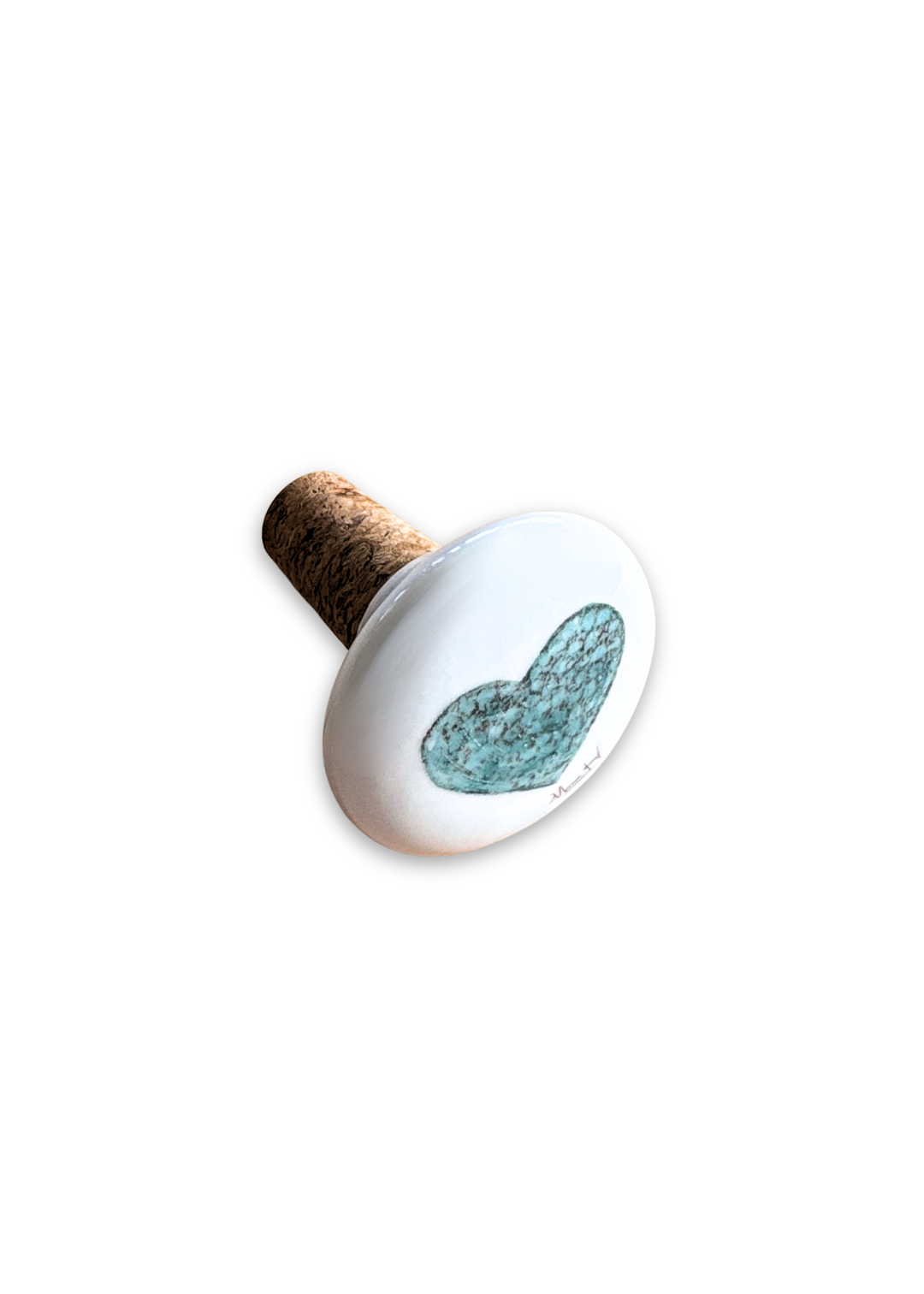 Turquoise Heart Porcelain Ceramic Wine Cork Stopper