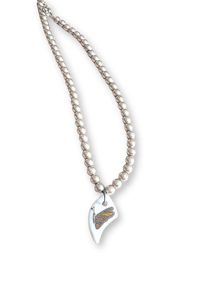 Butterfly Porcelain Pearl Beaded Necklace