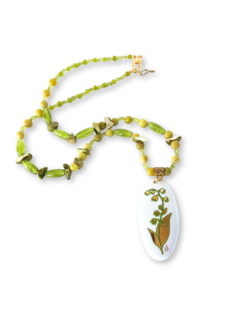 Lily Flower Porcelain Pendant Necklace