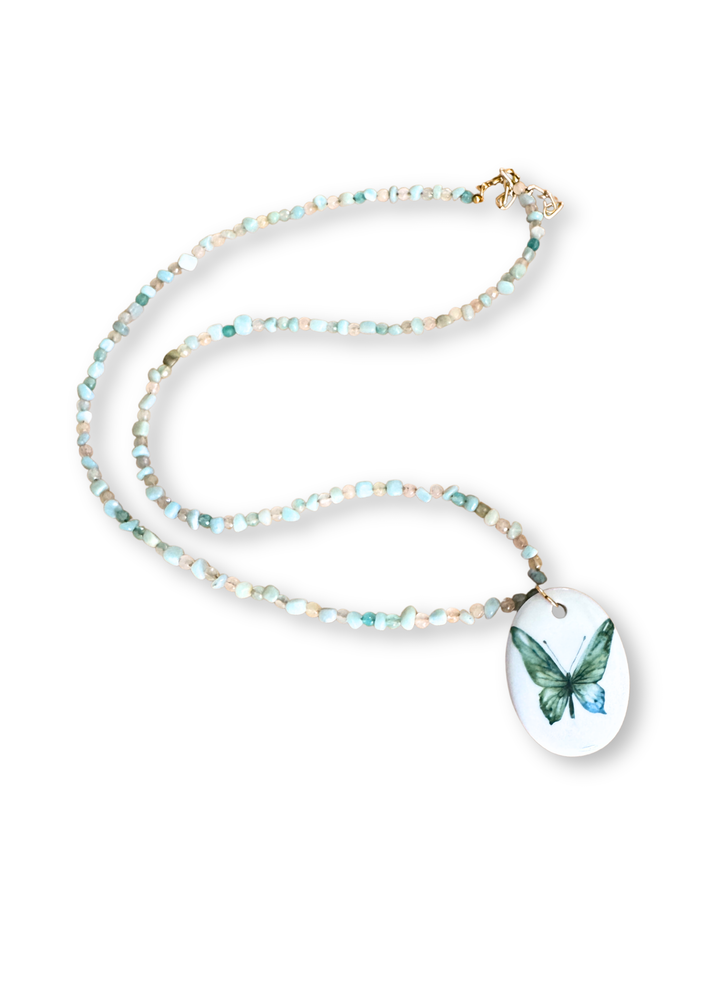 Butterfly Porcelain Beaded Necklace