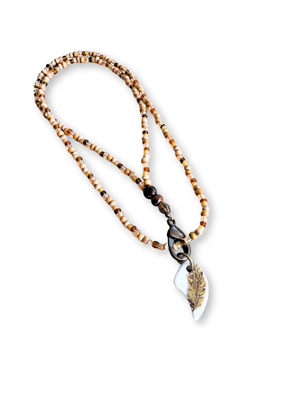 Feather Porcelain Beaded Necklace