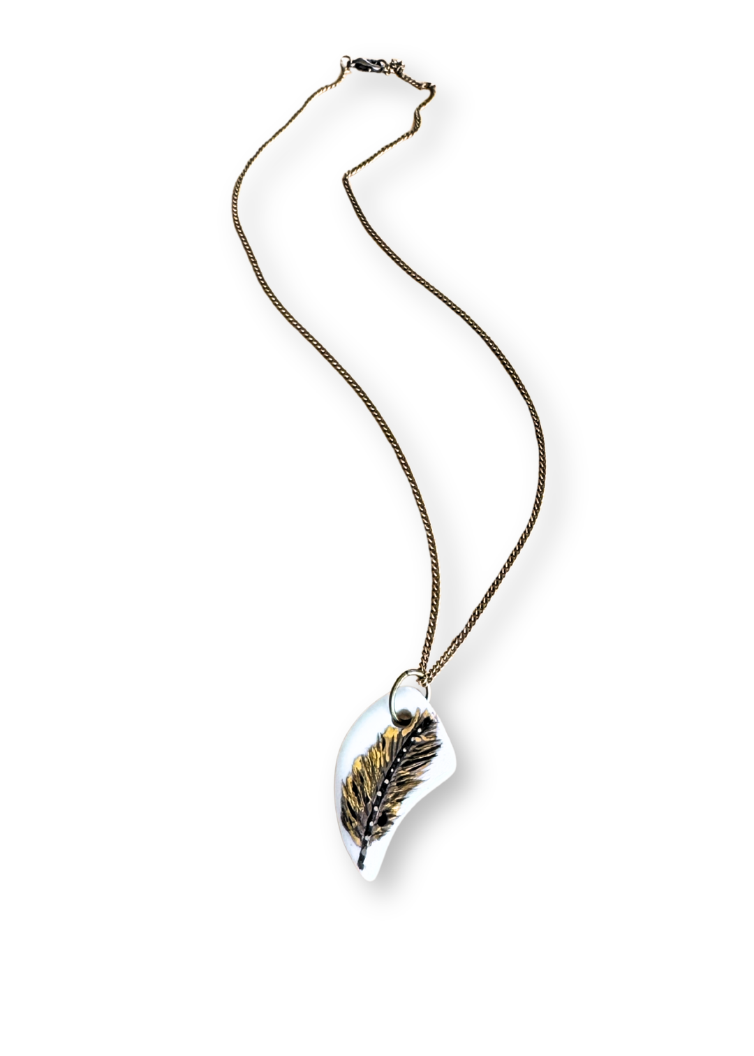 Feather Porcelain Pendant Necklace