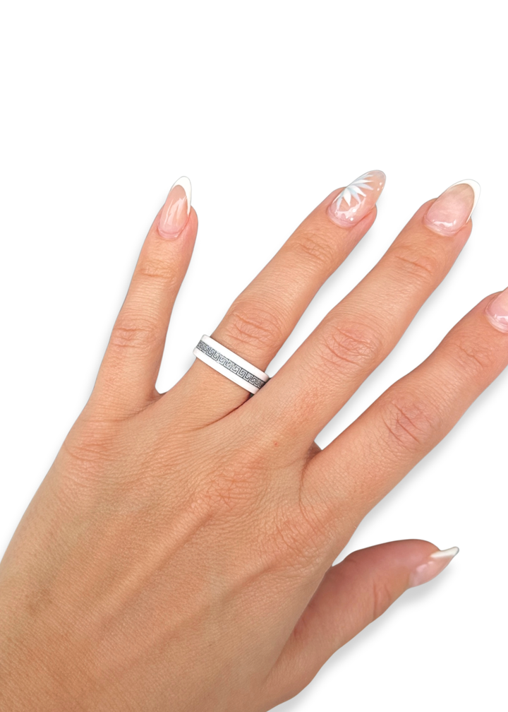 Tribal Porcelain Ring – Size 7