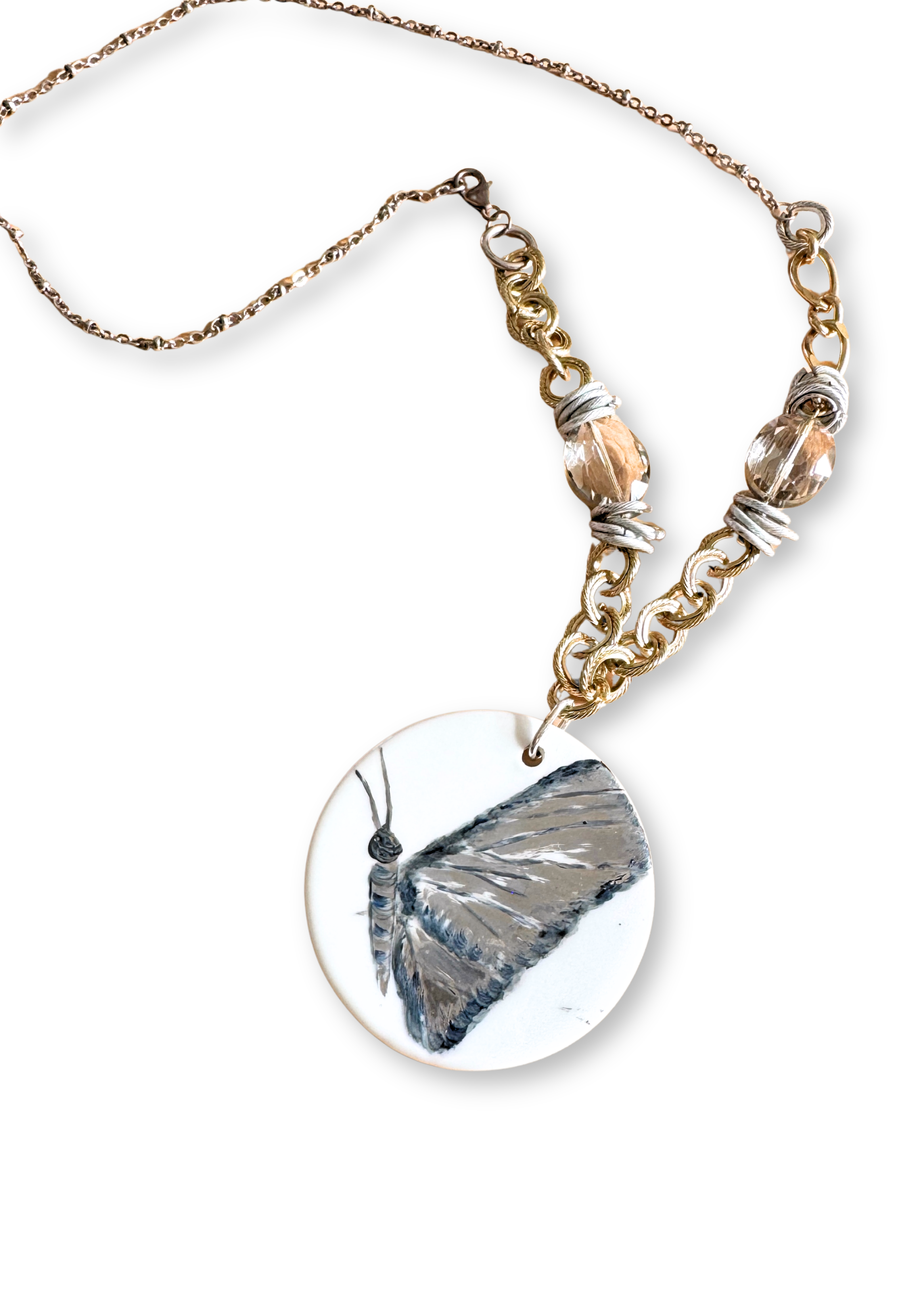 Butterfly Porcelain Pendant Necklace