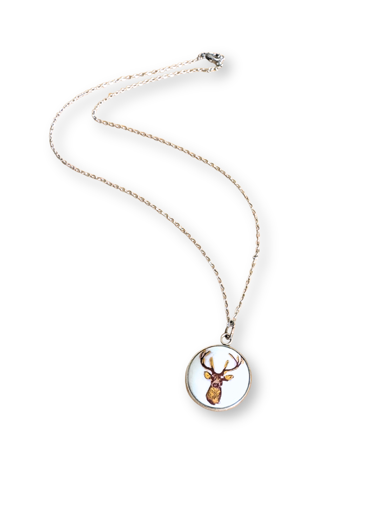 Deer Head Porcelain Pendant Necklace