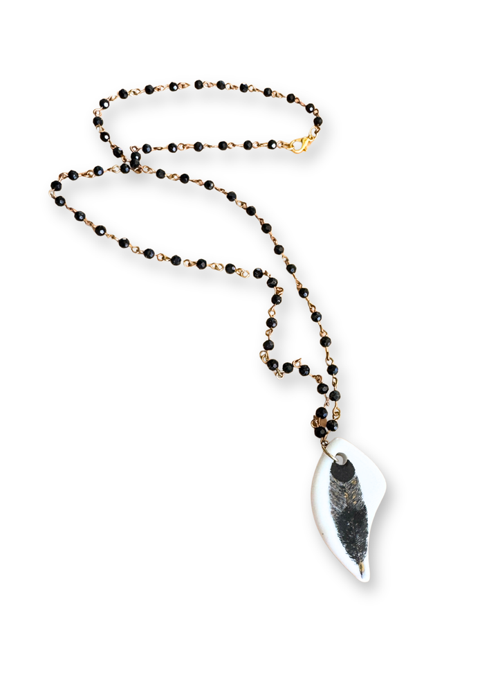 Feather Porcelain Pendant Necklace