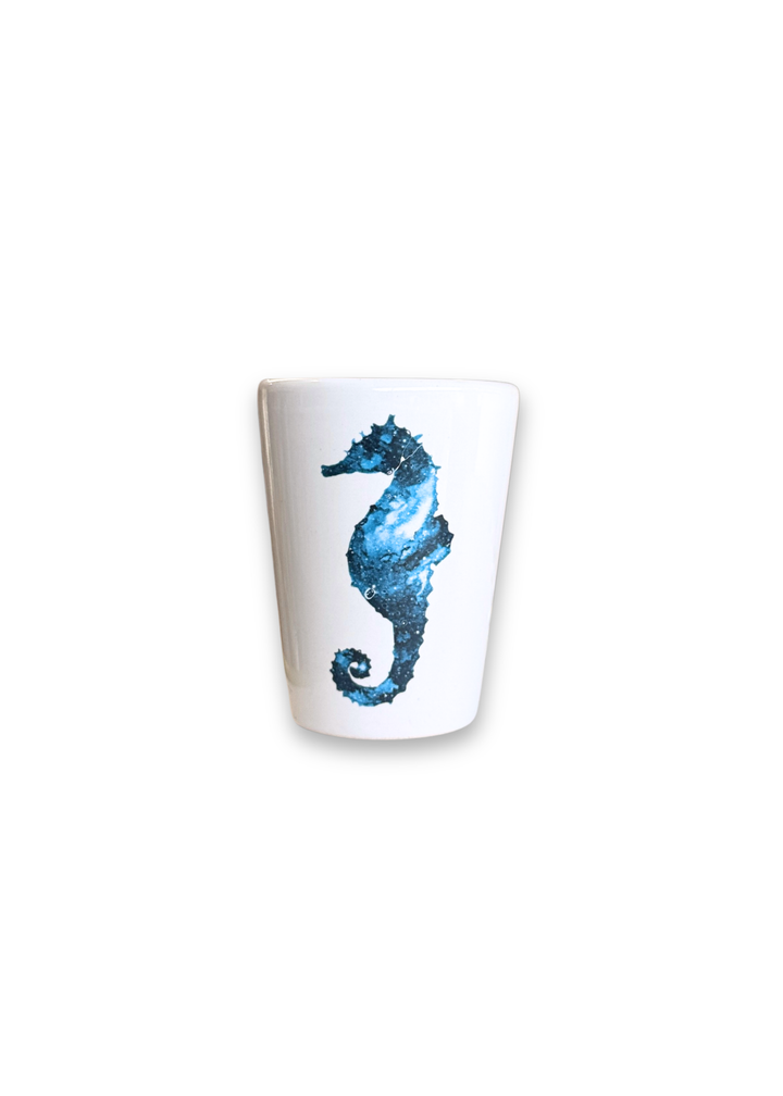 Coastal Seahorse Porcelain Ceramic Shot Glass