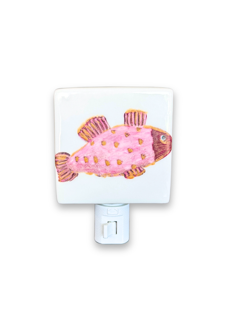 Pink Fish Porcelain Night Light