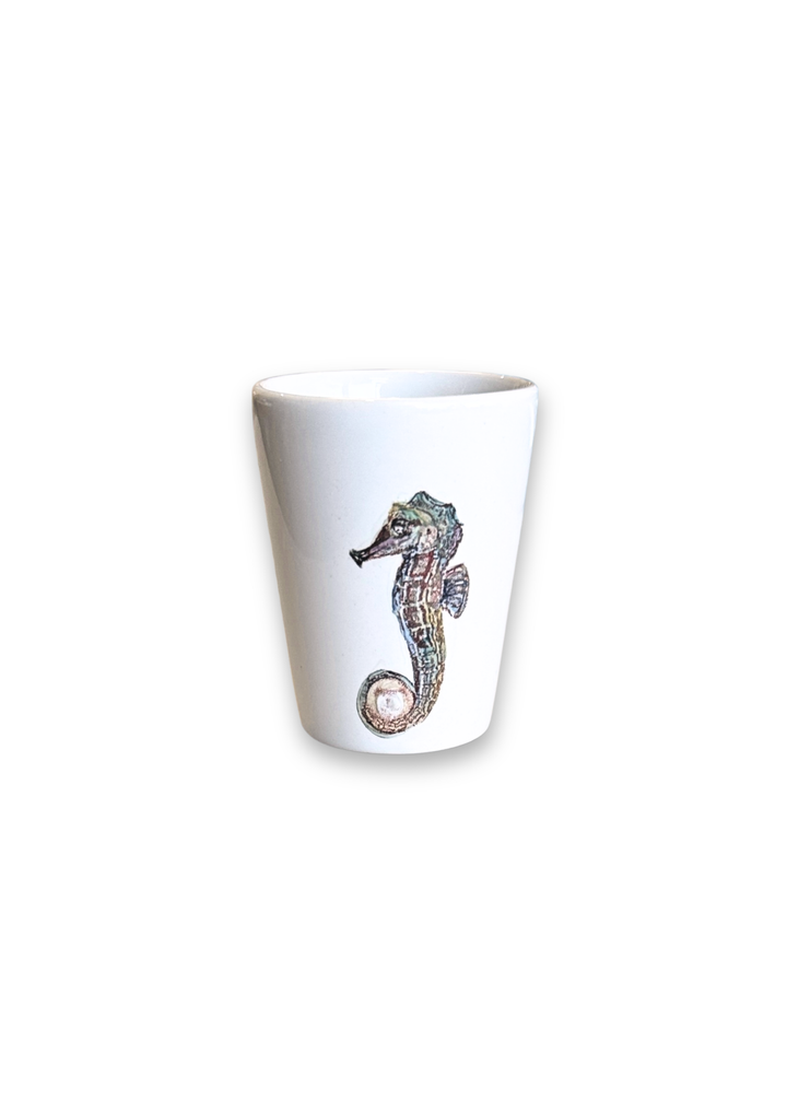 Coastal Seahorse Porcelain Ceramic Shot Glass