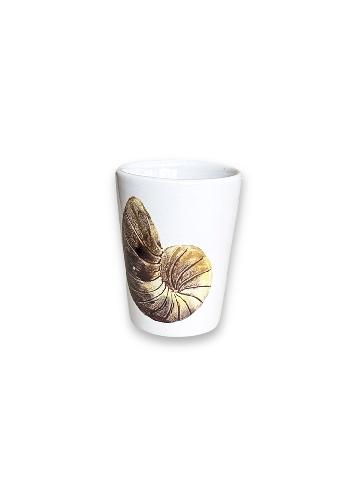 Coastal Nautilus Seashell Porcelain Ceramic Shot Glass