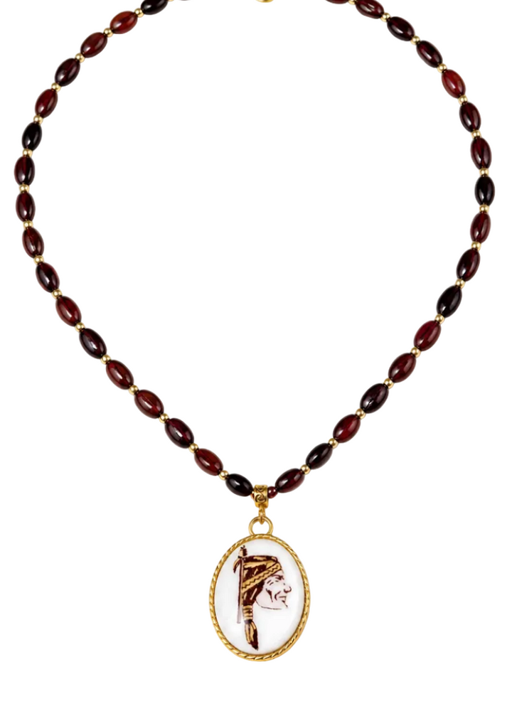 Mascot Game Day Beaded Necklace – Garnet and Gold Football Jewelry