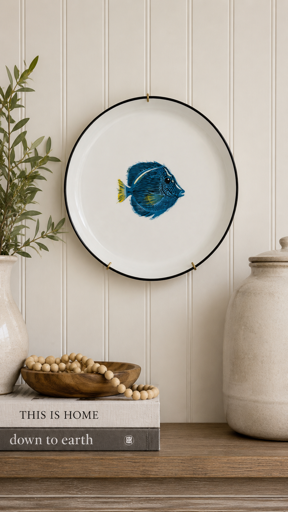 Blue Tropical Fish Appetizer Plate – Coastal Porcelain Wall Décor
