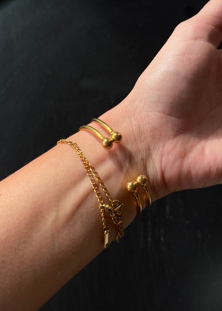 Gold Seahorse Porcelain Pendant Gold Cuff Bracelet