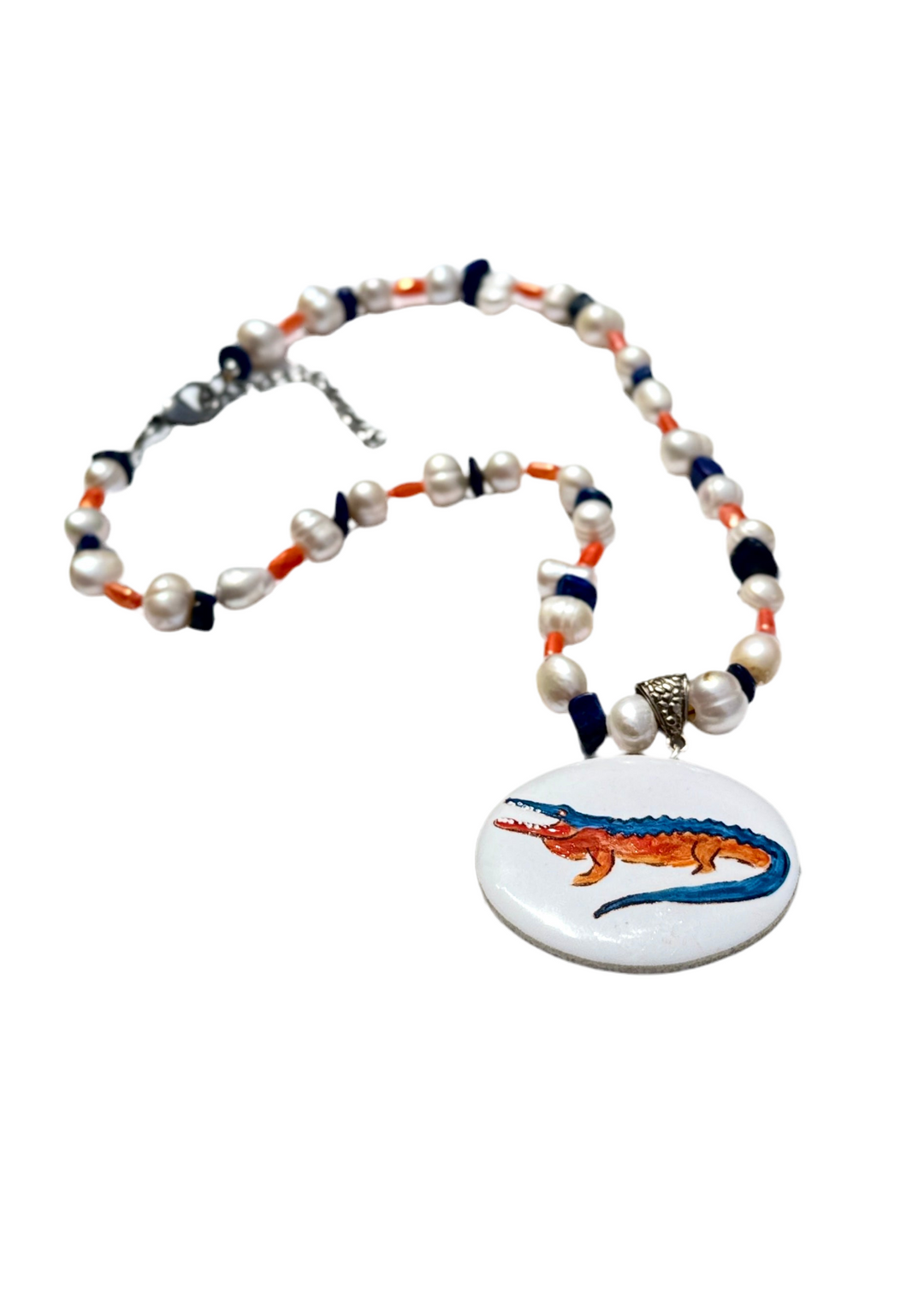 Gator Game day Necklace Orange Blue Football Mascot