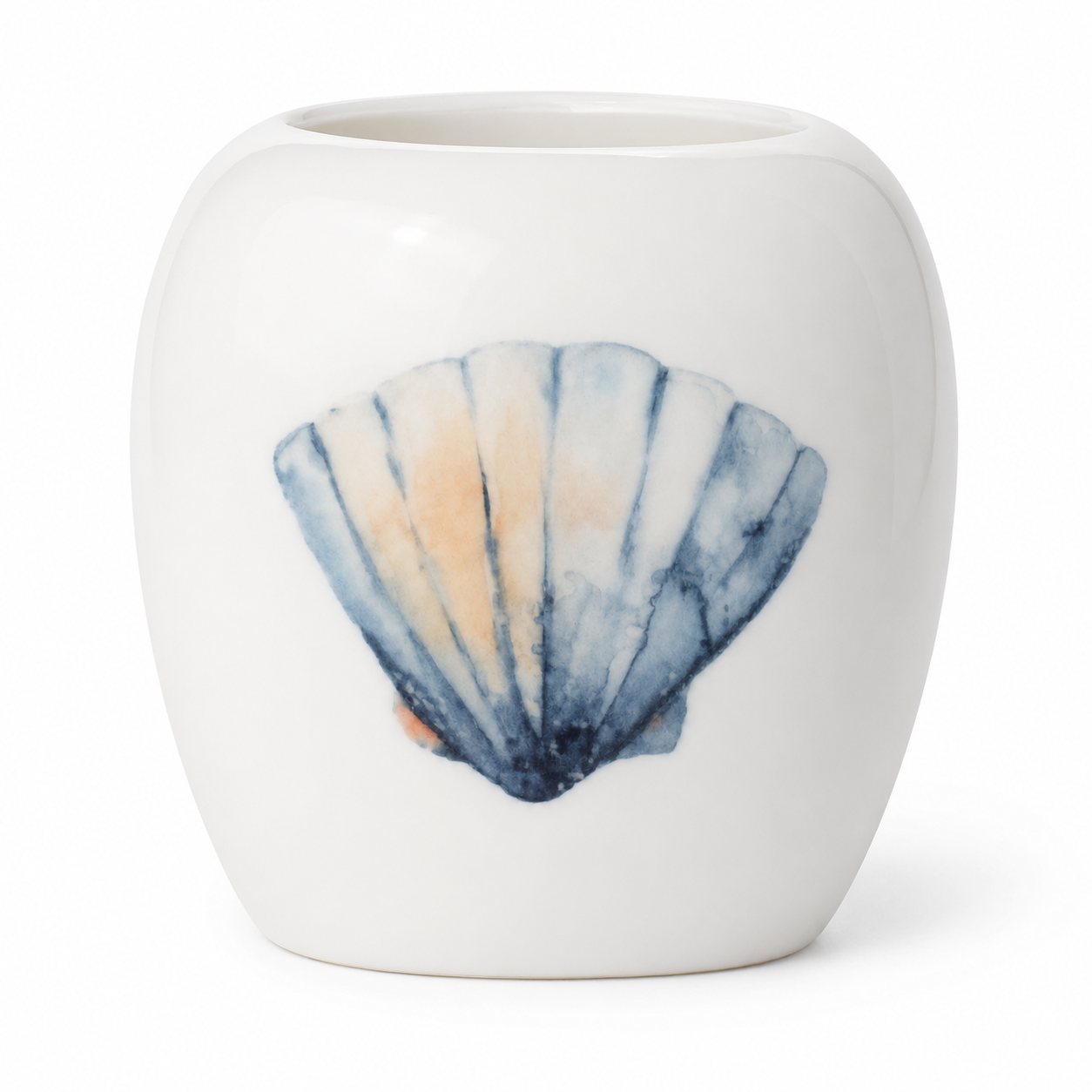 Scallop Shell Porcelain Vase | Coastal Beach House Decorative Vase