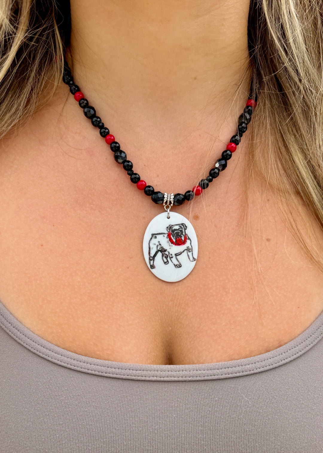 Bulldog Game Day Necklace Mascot Jewelry Football