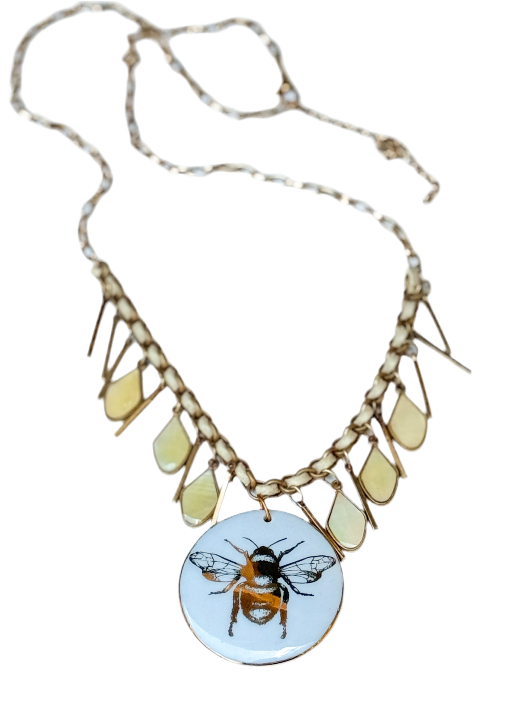 Bee Porcelain Pendant Chain Charm Necklace