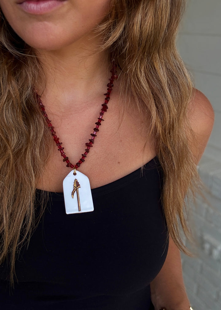 Spear Game day Necklace Garnet Gold Football Mascot
