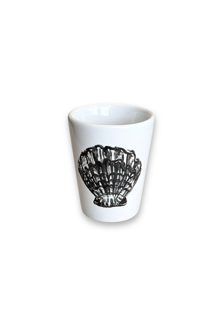 Coastal Black Shell Porcelain Ceramic Shot Glass