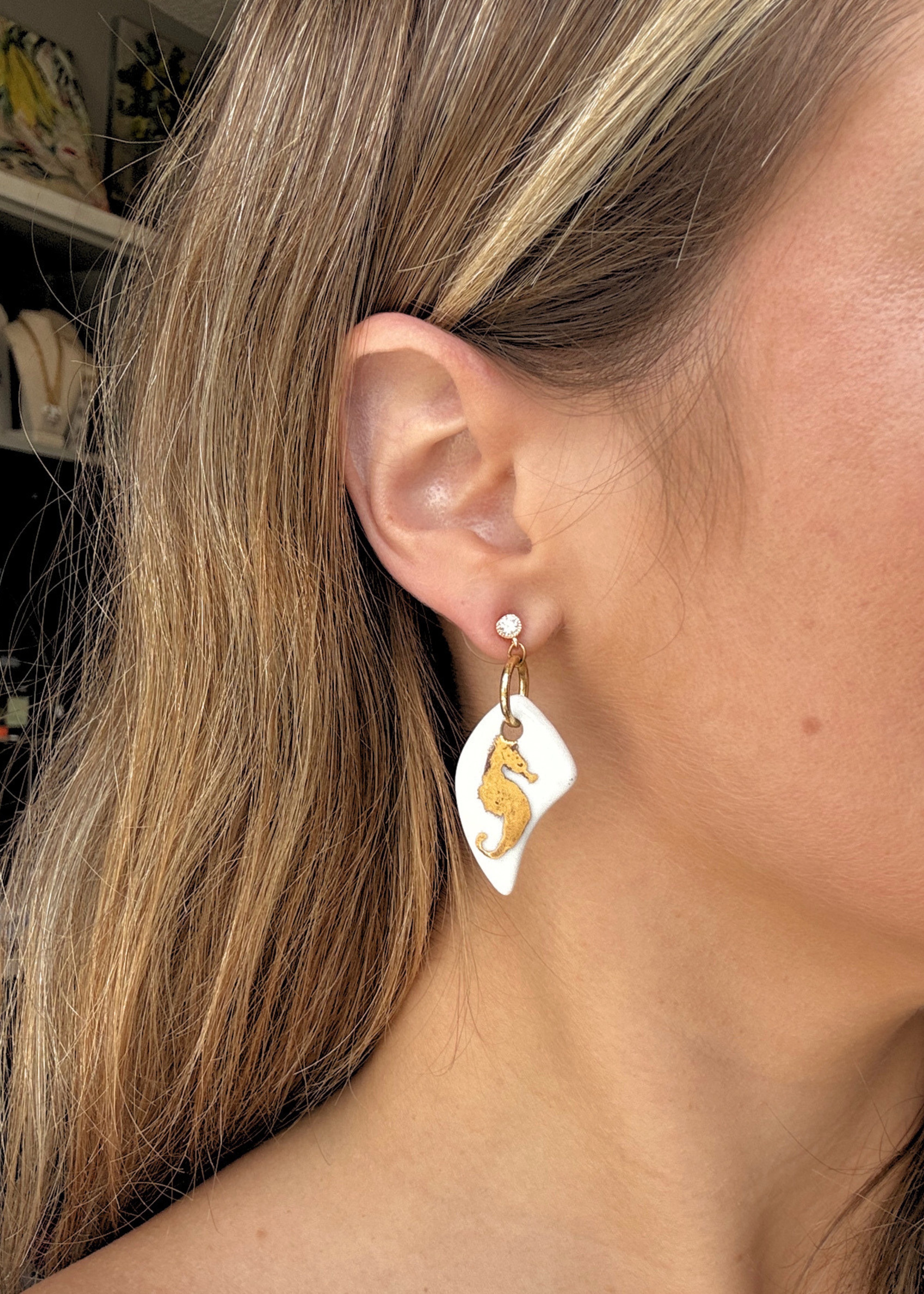 Seahorse Porcelain Drop Earrings