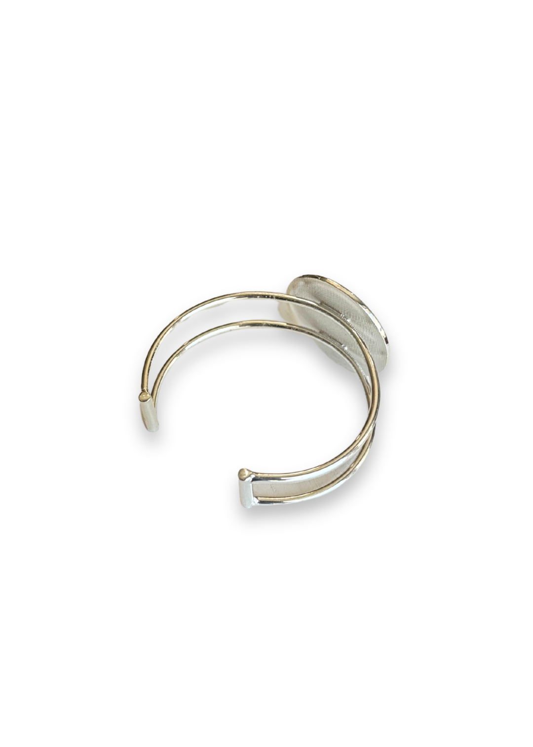 Blue Flower in Bloom Porcelain Cuff Silver Bracelet
