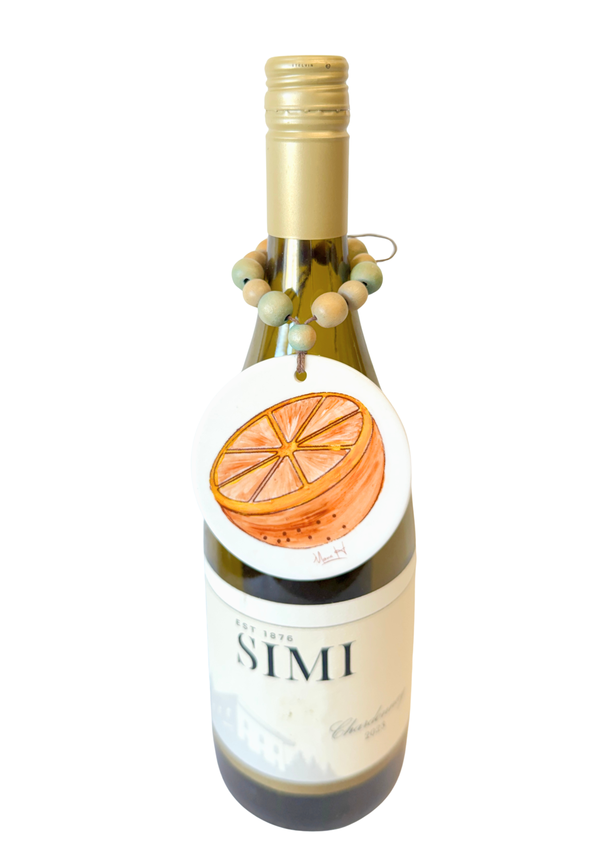 Orange Slice Porcelain Beverage Tag Drink Charms Barware