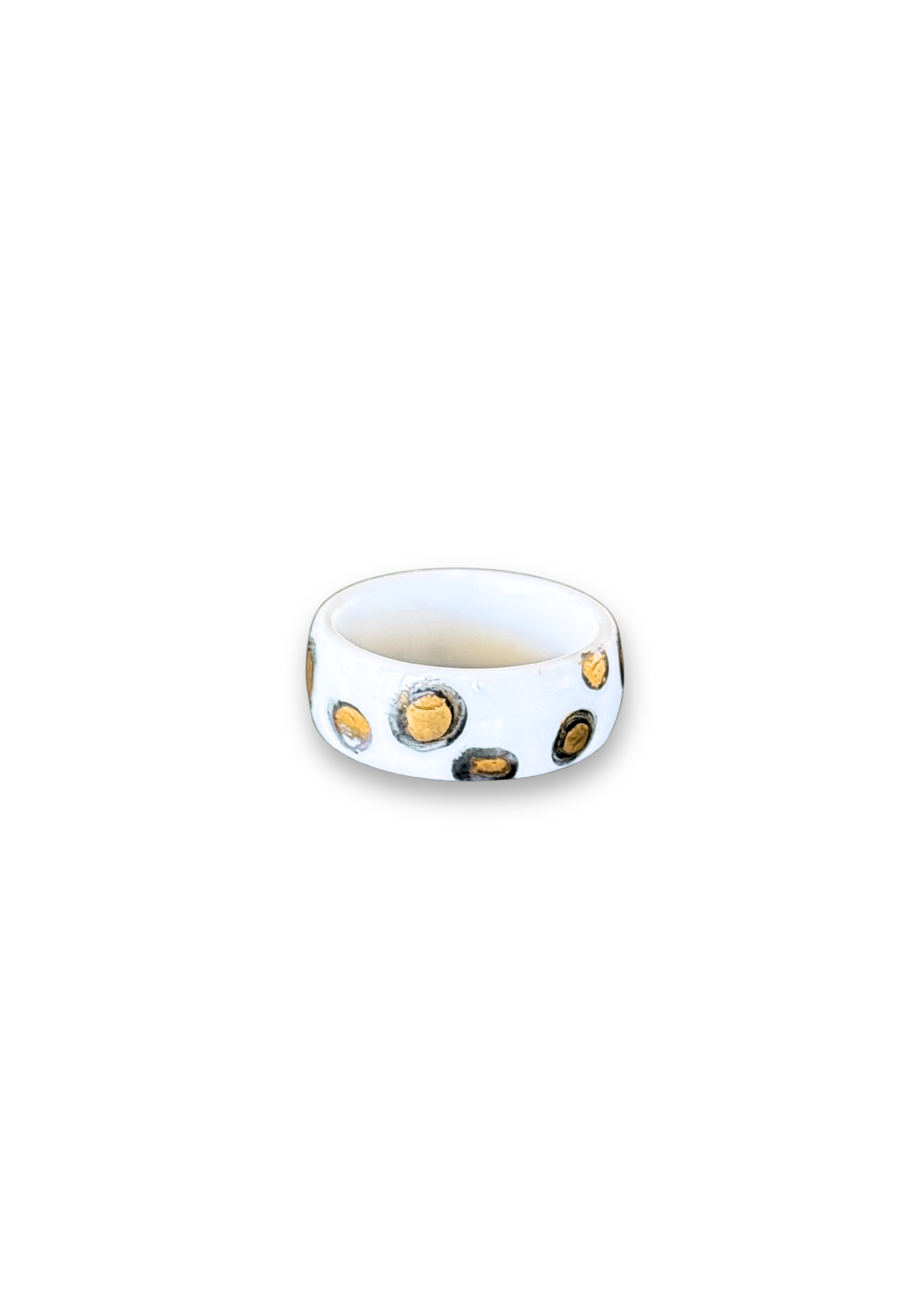 Jaguar Print Polka Dot Porcelain Ring - Size 9