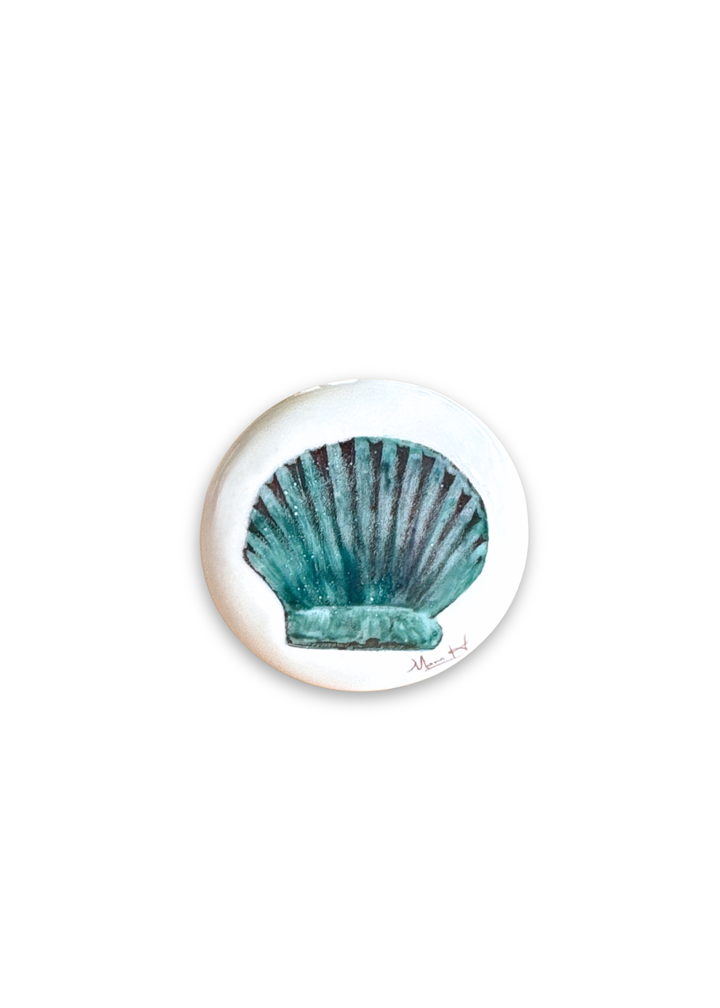 Shell Painted on a Ceramic Porcelain Wine Cork Stopper Barware