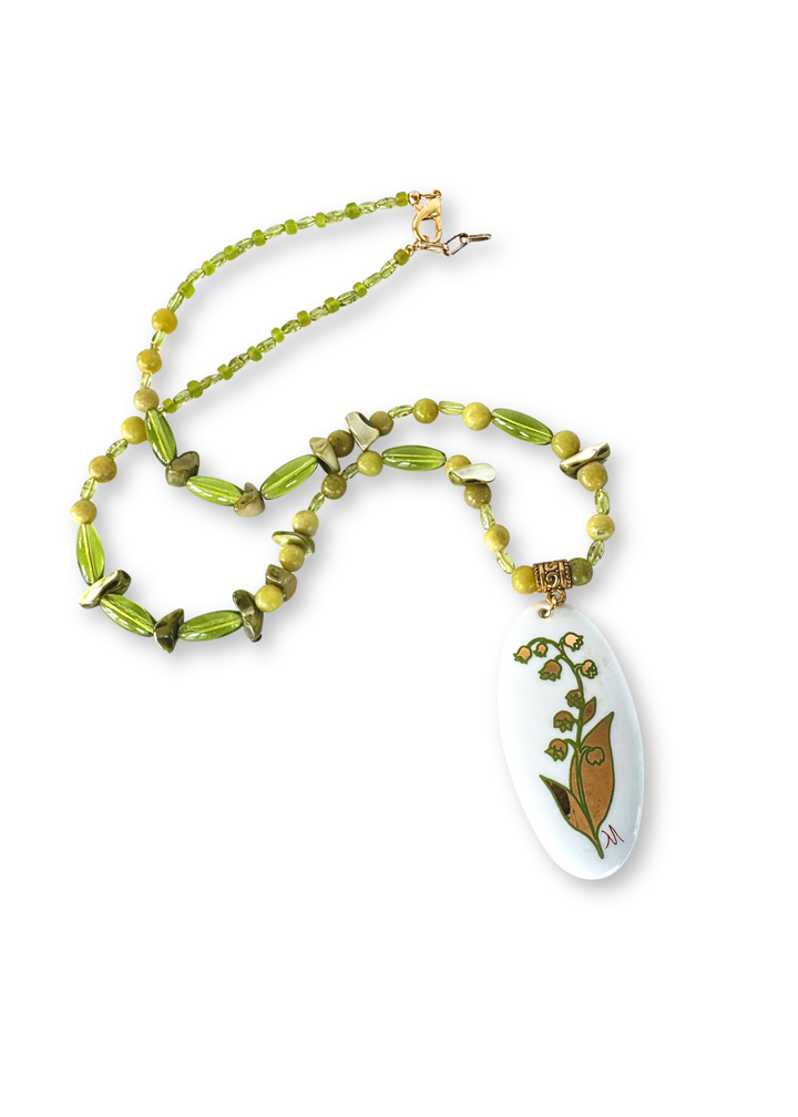 Lily Flower Porcelain Pendant Necklace