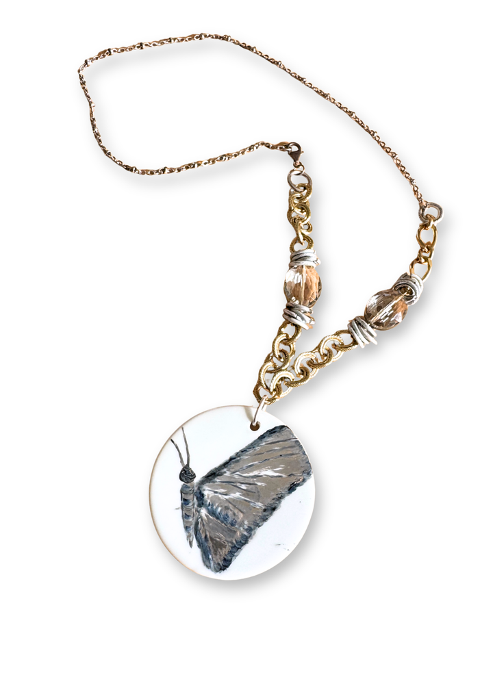 Butterfly Porcelain Pendant Necklace