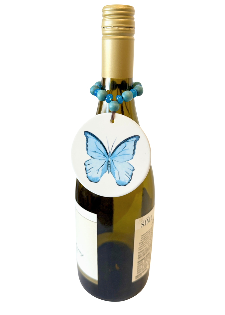 Butterfly Porcelain Beverage Tag Barware Drink Charms
