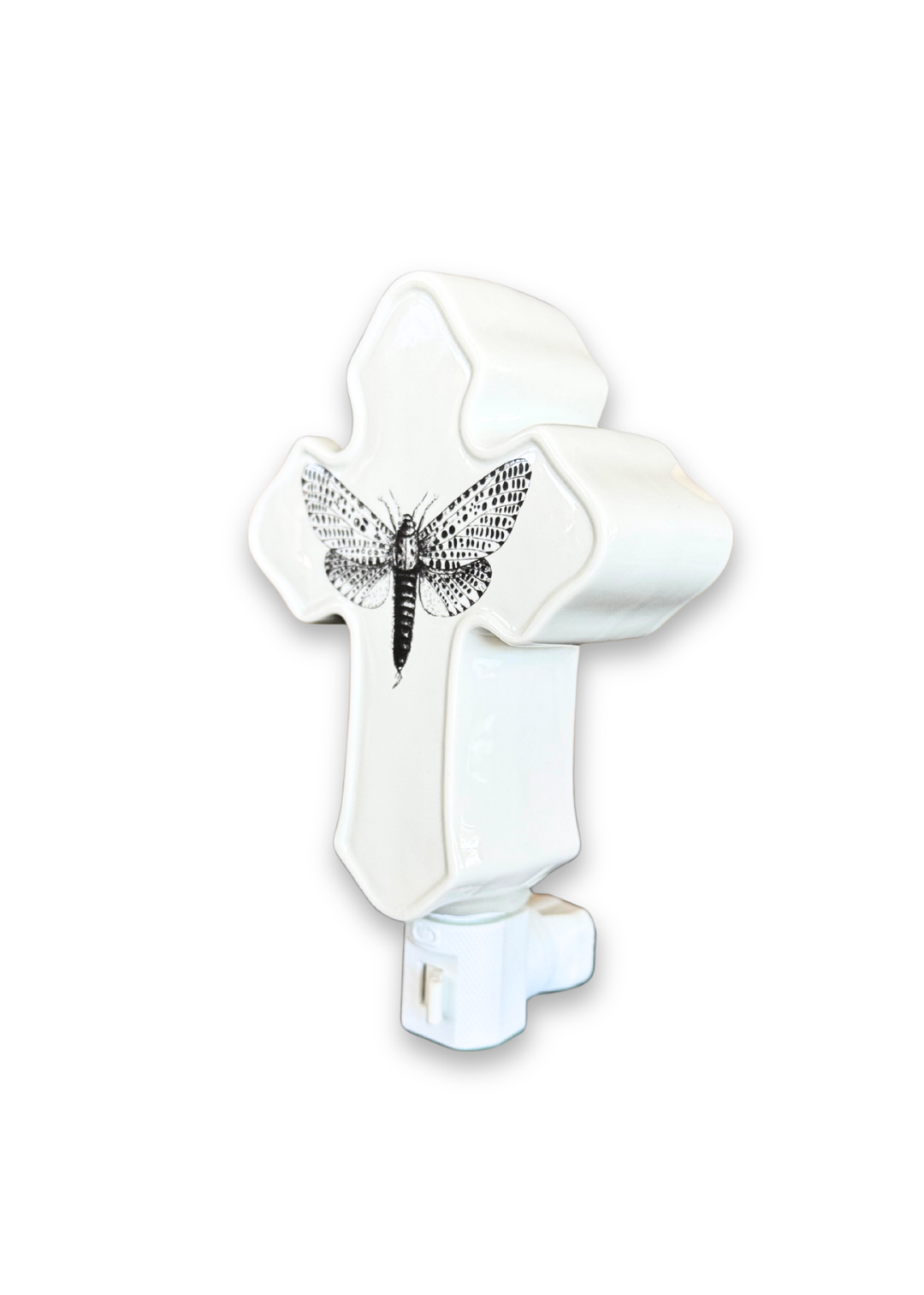 Moth Porcelain Cross Night Light