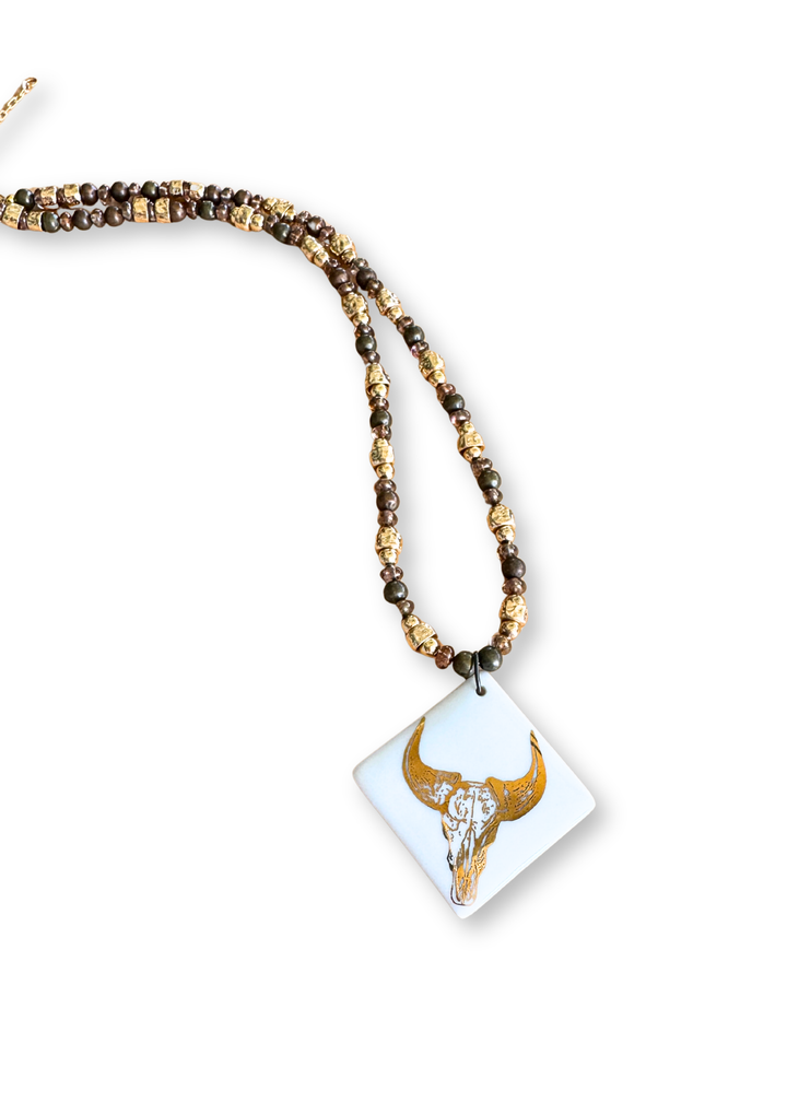 Western Cowboy Pendant Beaded Necklace