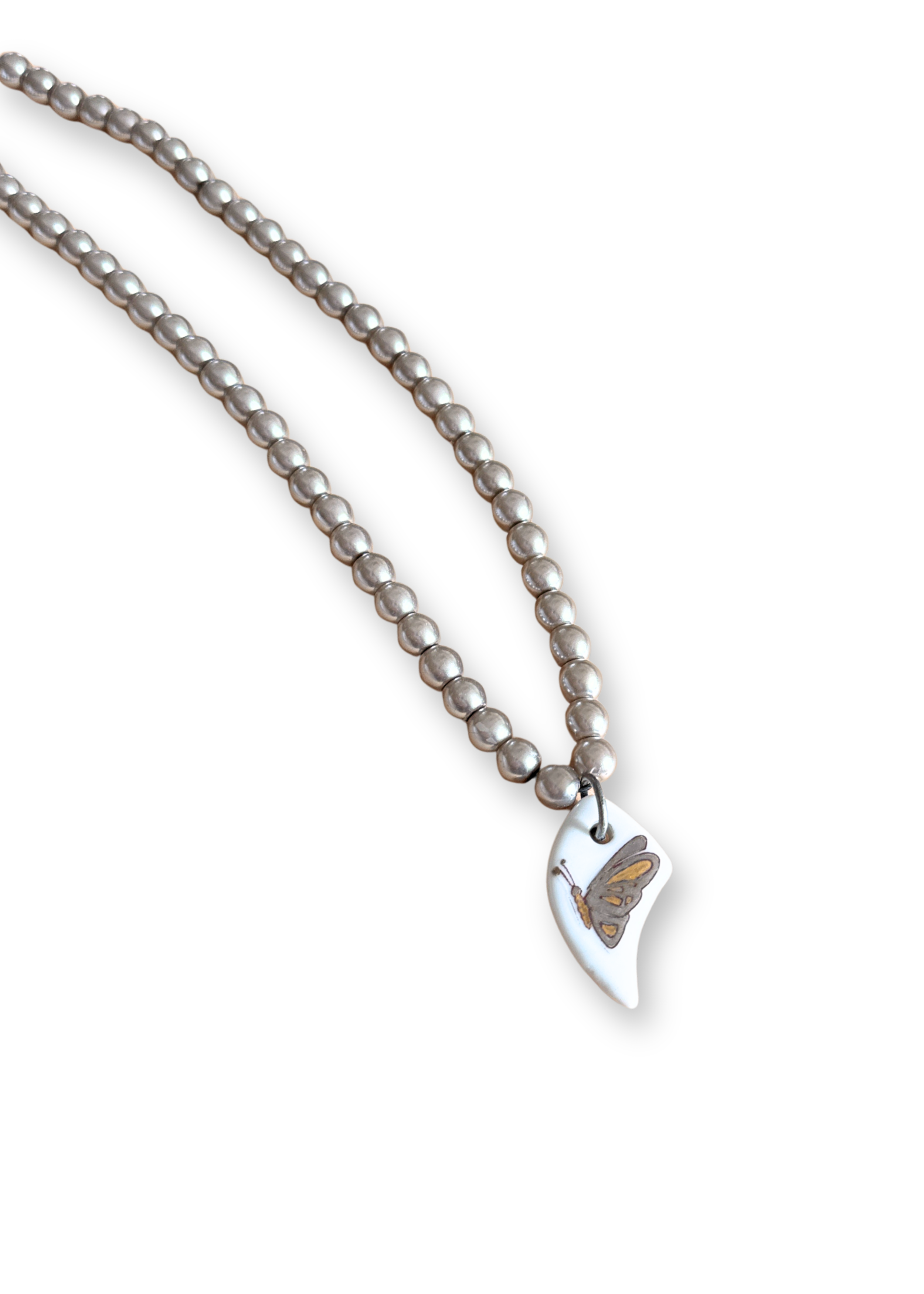 Butterfly Porcelain Pearl Beaded Necklace