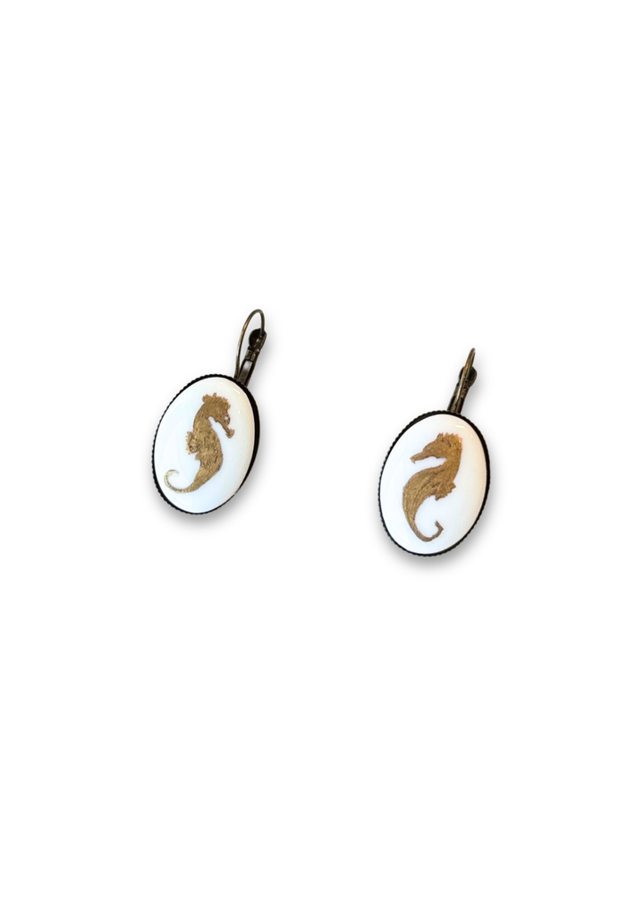 Coastal Golden Seahorse Earrings