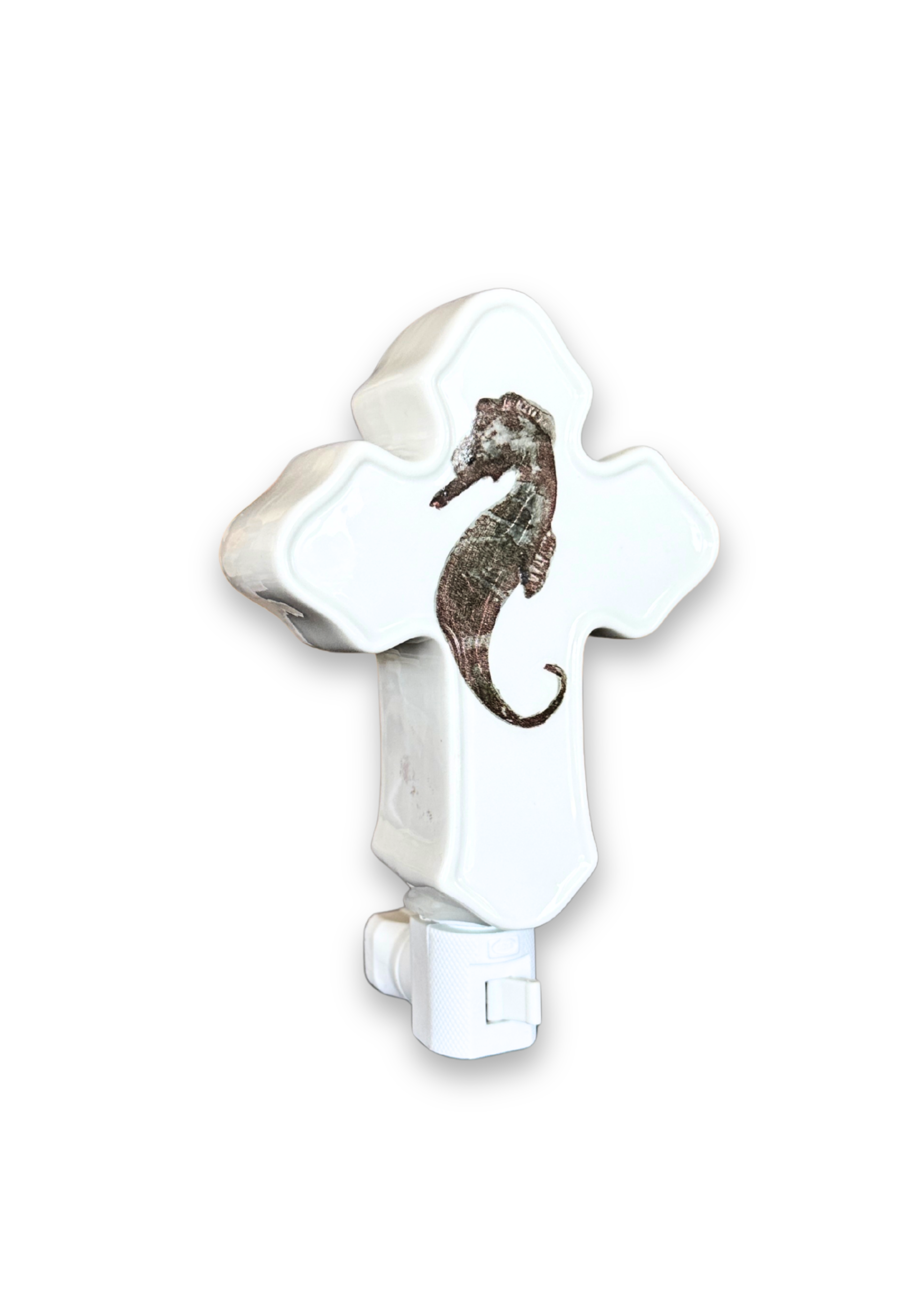 Seahorse Porcelain Cross Night Light