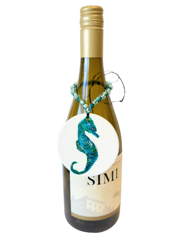 Seahorse Porcelain Beverage Tag Barware Drink Charms