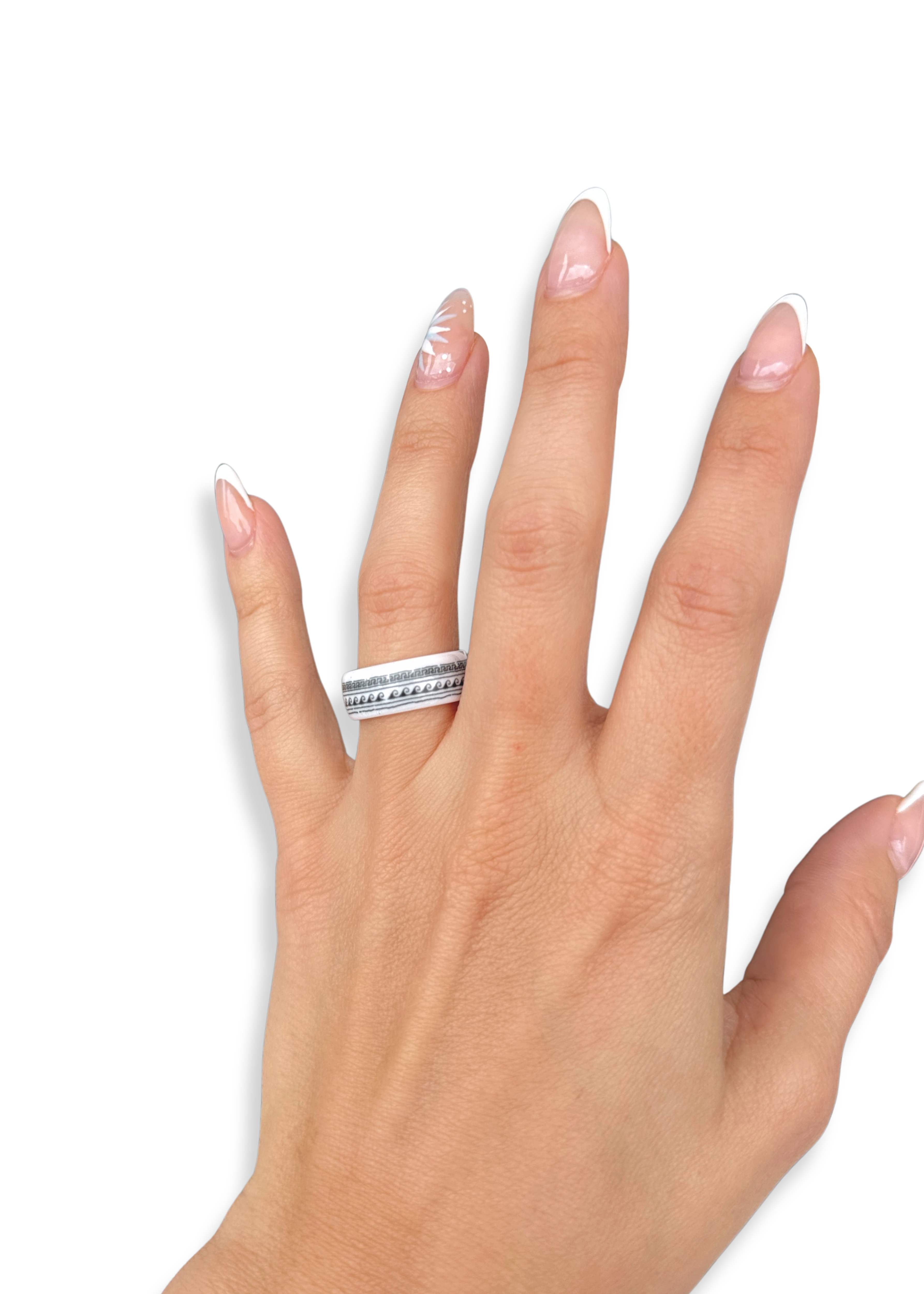 Coastal Tribal Porcelain Ring – Size 7