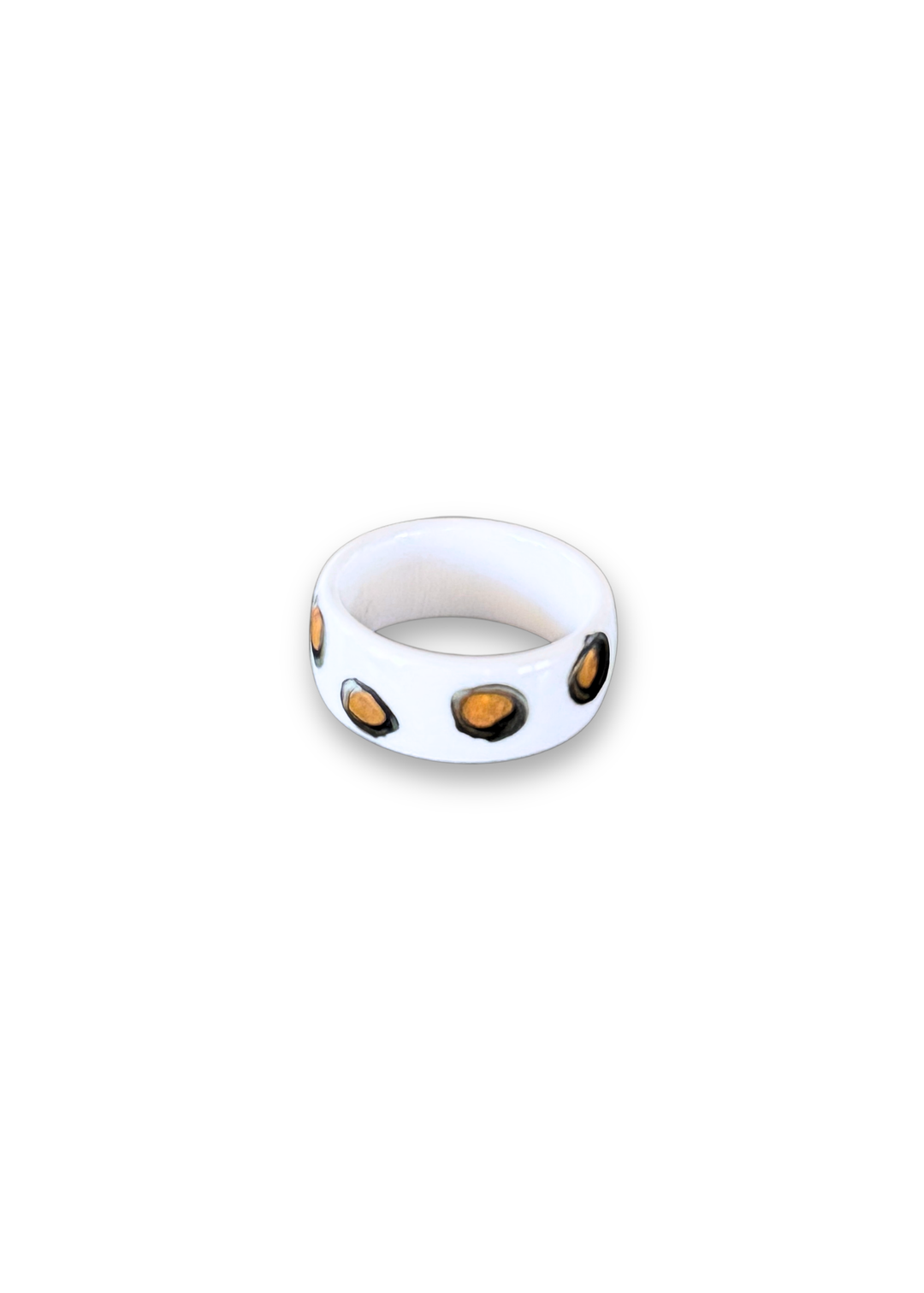 Jaguar Print Polka Dot Porcelain Ring - Size 8