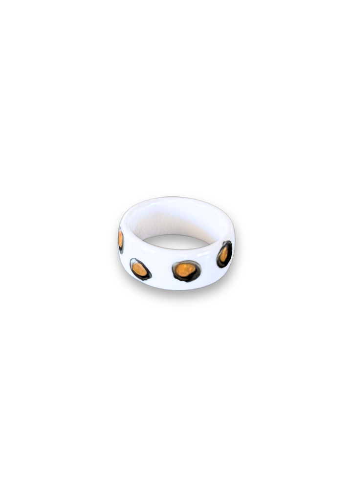 Jaguar Print Polka Dot Porcelain Ring - Size 8