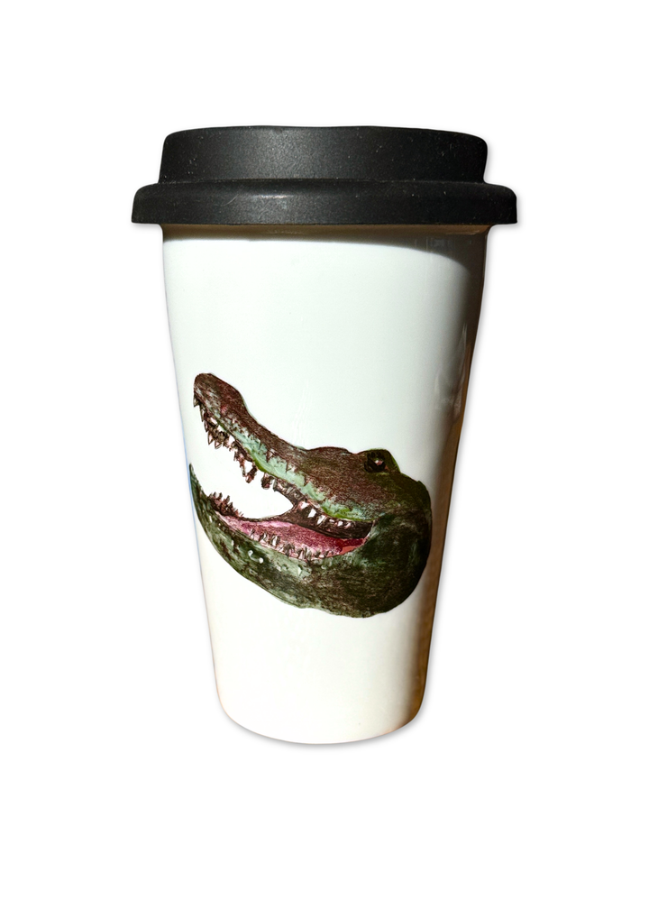 Gator Head Porcelain Travel Beverage Mug