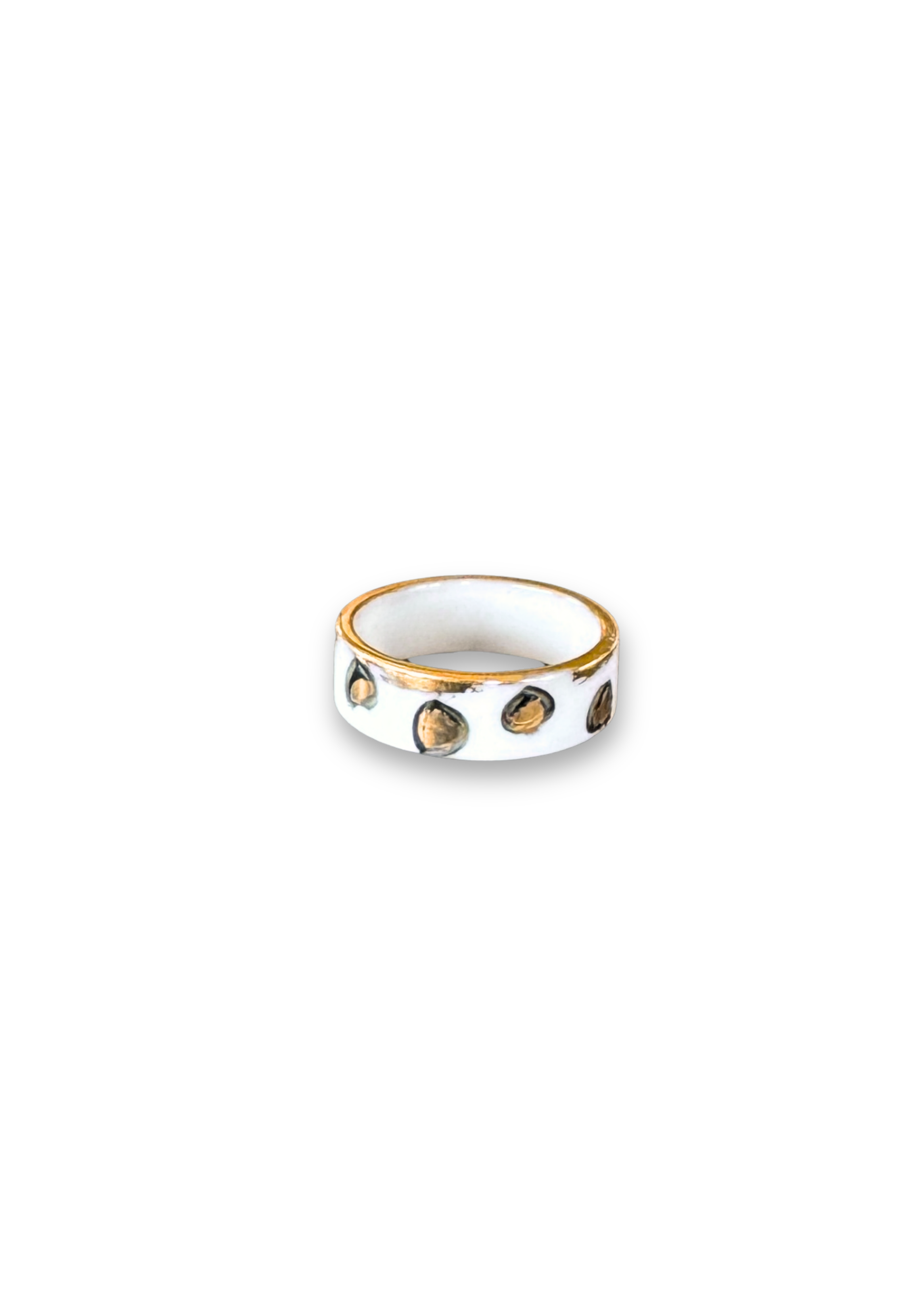 Jaguar Print Polka Dot Porcelain Ring - Size 8