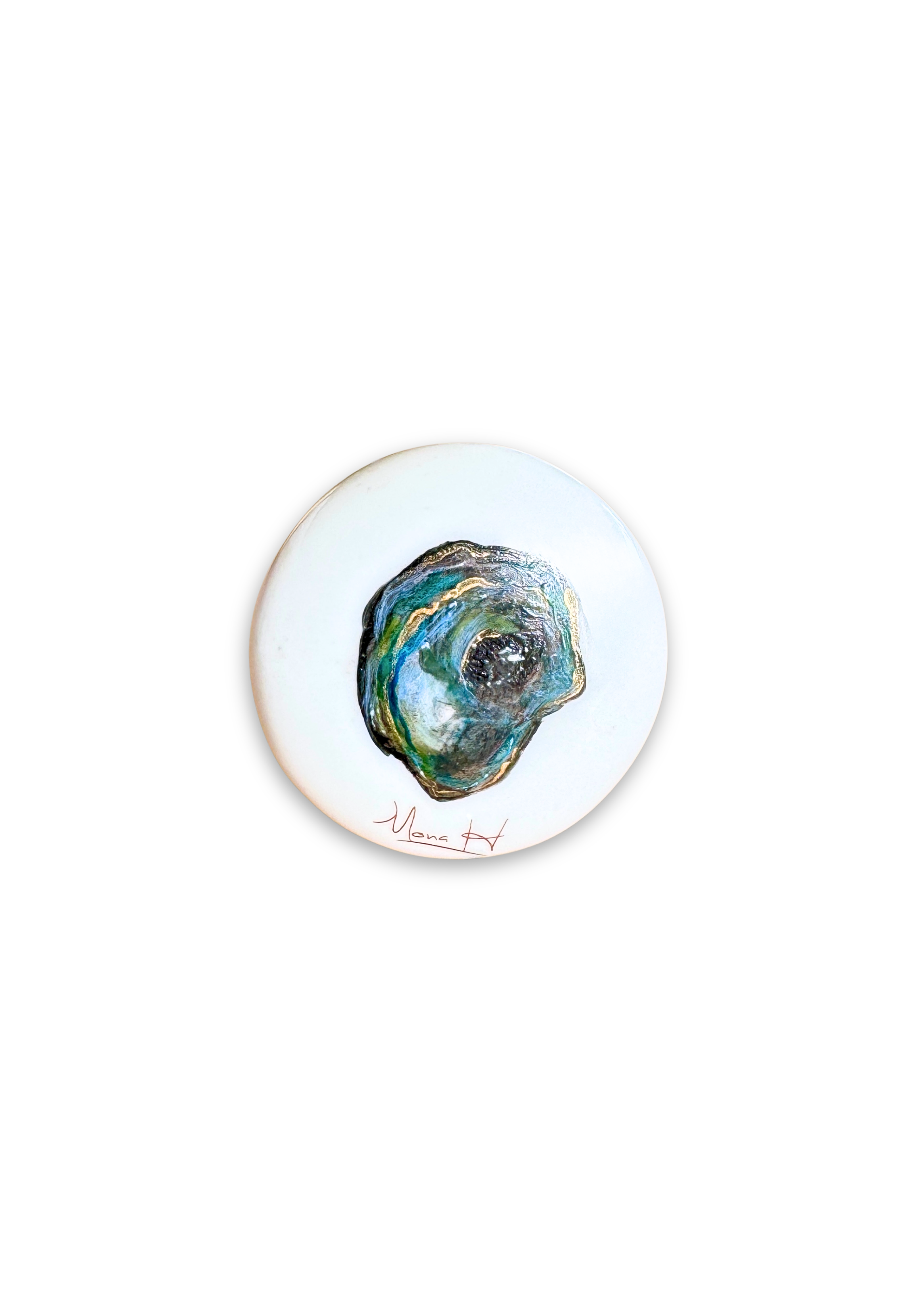 Oyster Painted on a Porcelain Ceramic Wine Cork Stopper Barware
