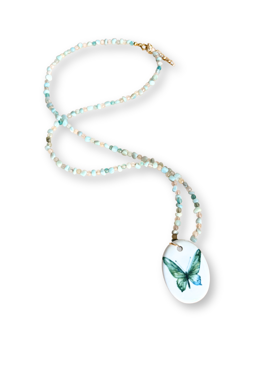 Butterfly Porcelain Beaded Necklace